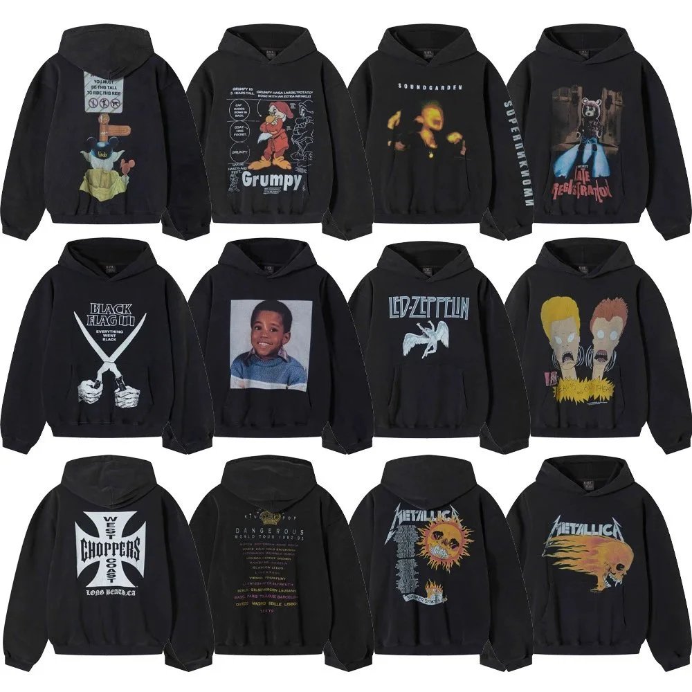 Black Hoodies with Band and Pop Culture Prints