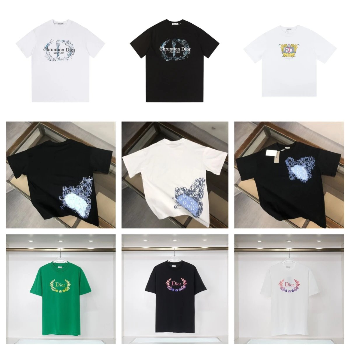 Dior Men's T-Shirts with Logo and Floral Design