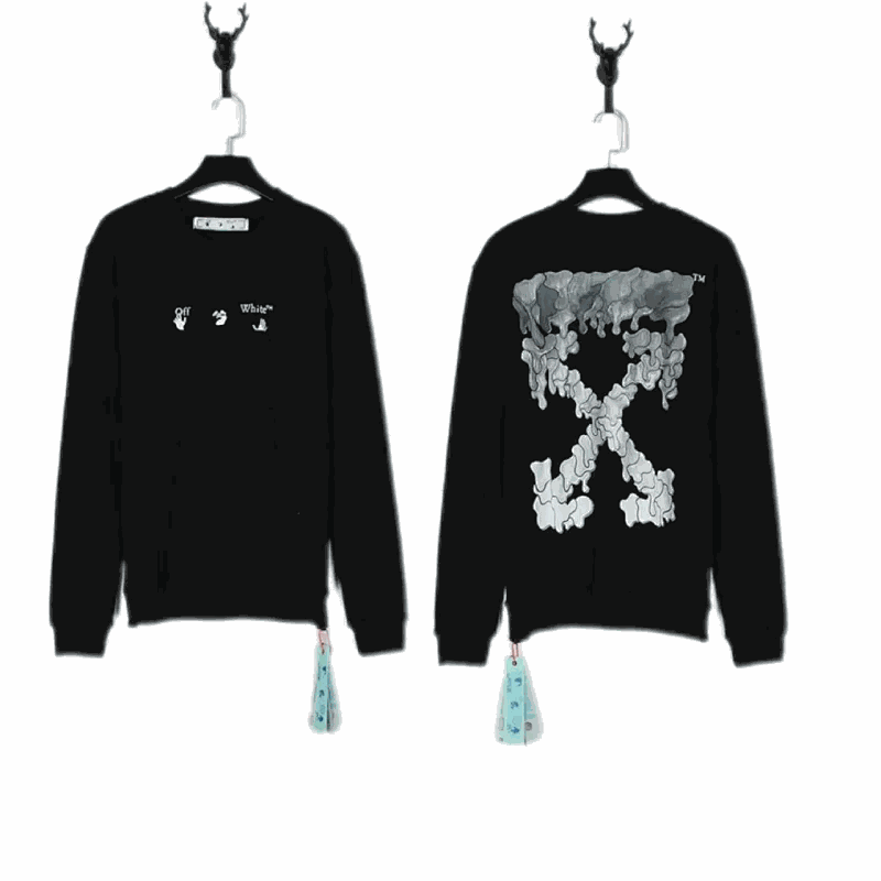 Off-White Black Sweatshirt with Dripping X Logo