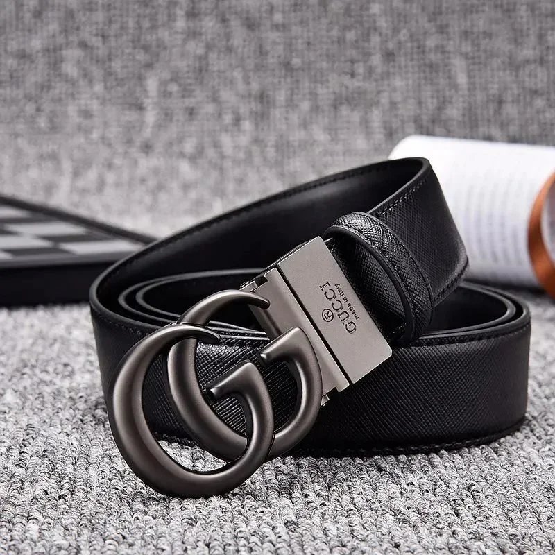 Gucci Black Leather Belt with Double G Buckle