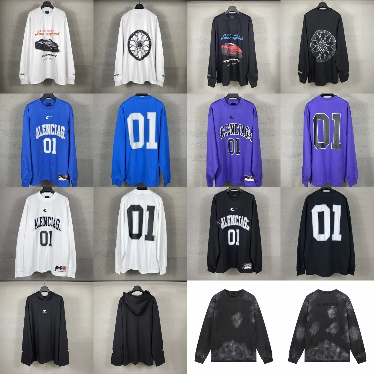Balenciaga 01 Long Sleeve T-Shirt and Hoodie Collection