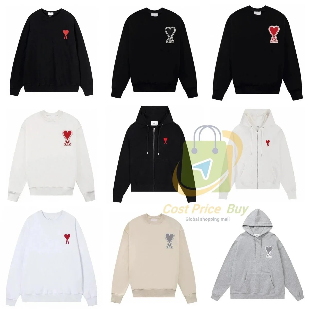 Ami Paris Heart Logo Sweatshirts and Hoodies for Men Women