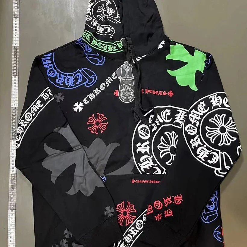 Chrome Hearts Black Hoodie with Colorful Logo Print