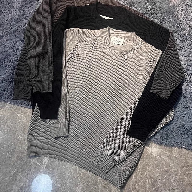 Men's Ribbed Knit Sweater Long Sleeve Crewneck Pullover