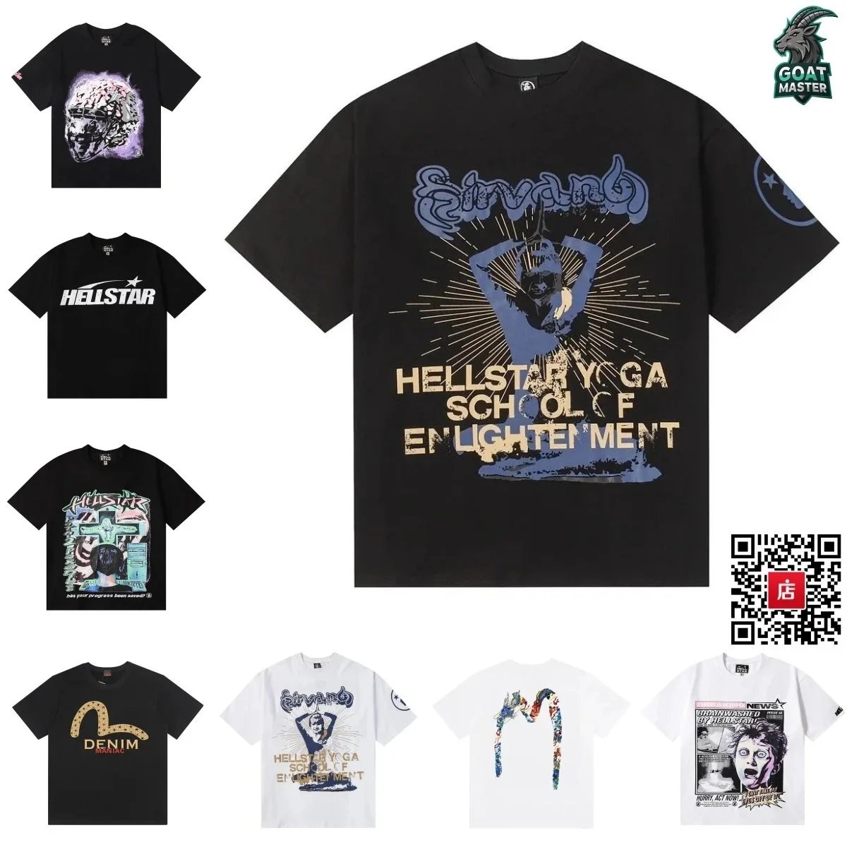 Hellstar Yoga School of Enlightenment T-Shirt Black Oversized Graphic Tee
