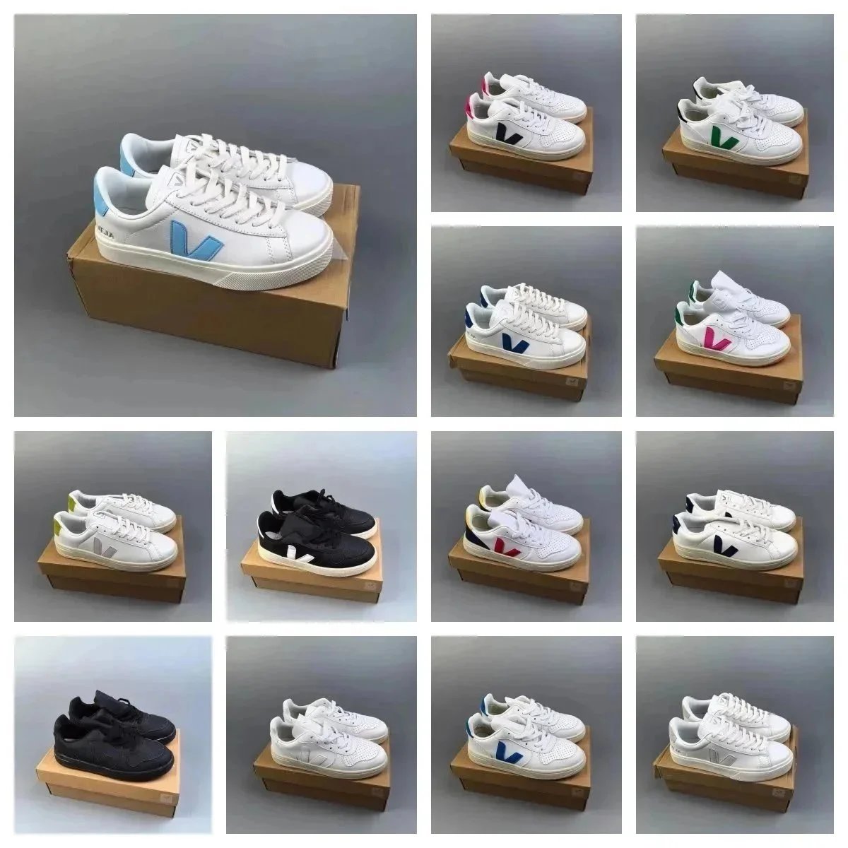 Veja V-10 White Sneakers with Colorful Logo Design