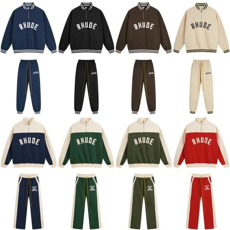 RHUDE Track Suit Set Men Women Sportswear Jacket Pants Outfit