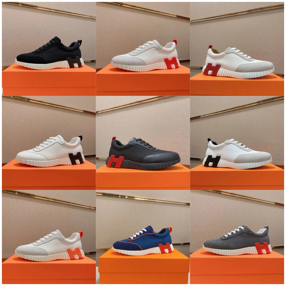 Hermès H Logo Sneakers Men Women Fashion Casual Shoes