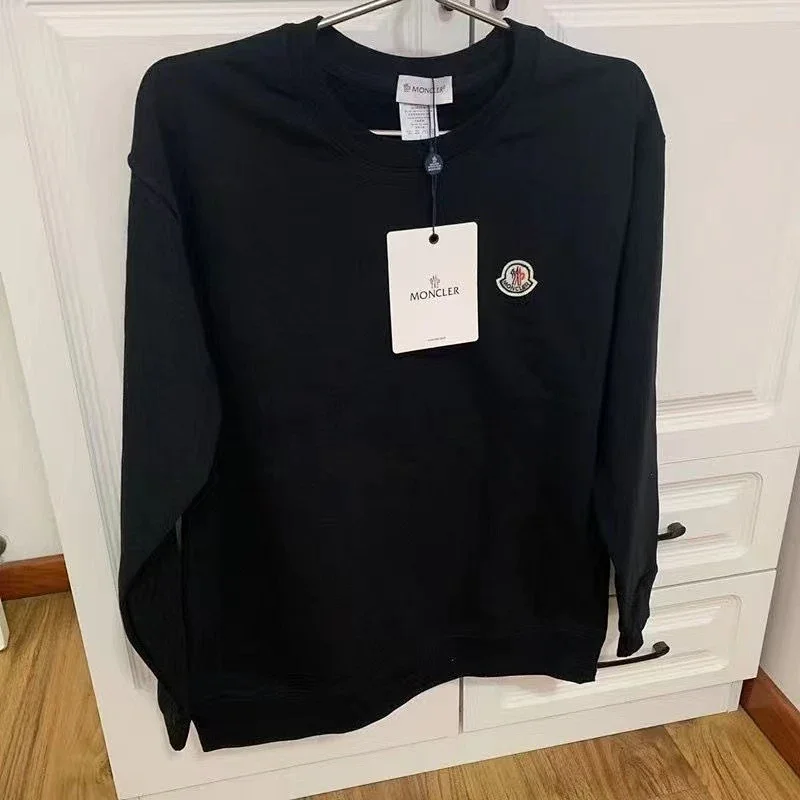 Moncler Black Crewneck Sweatshirt with Logo Patch