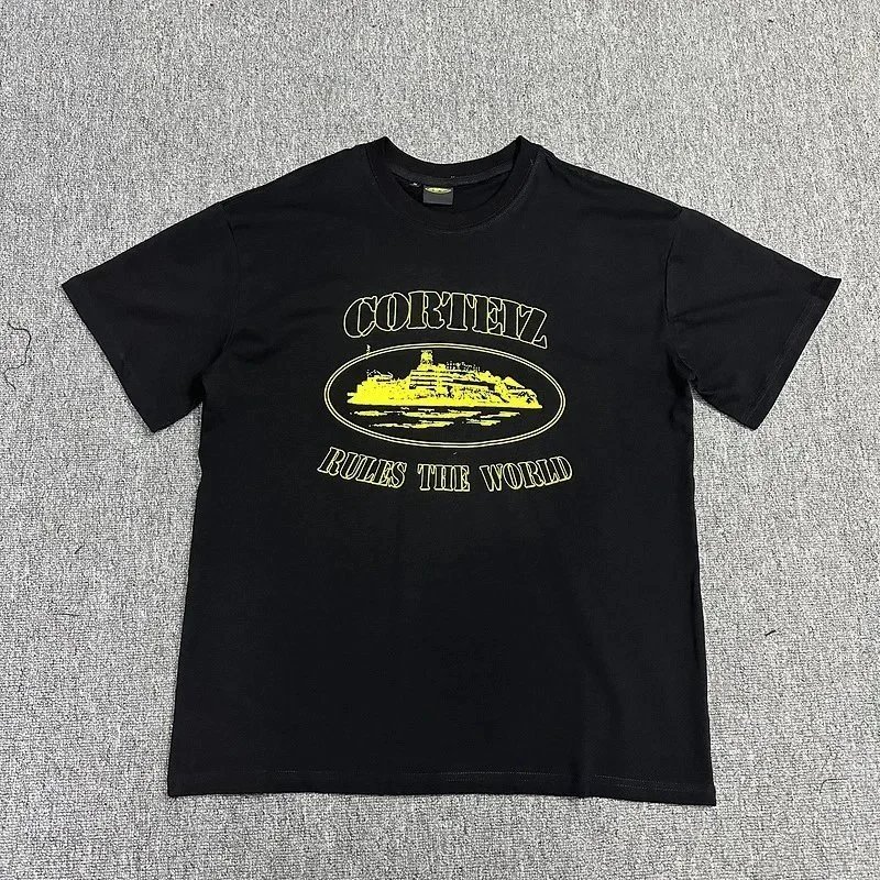 Cortez Rules The World T-Shirt Black Yellow Design