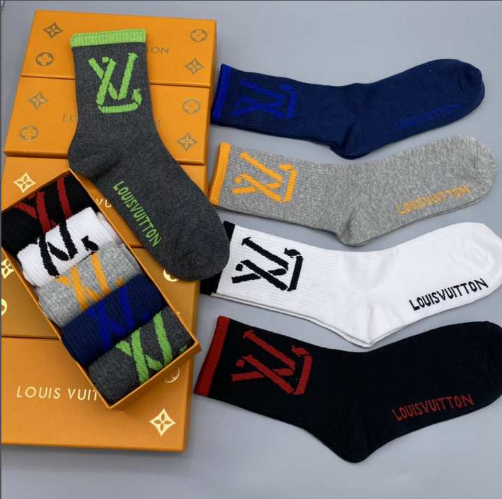 Louis Vuitton Logo Socks Set - Premium Cotton Crew Socks