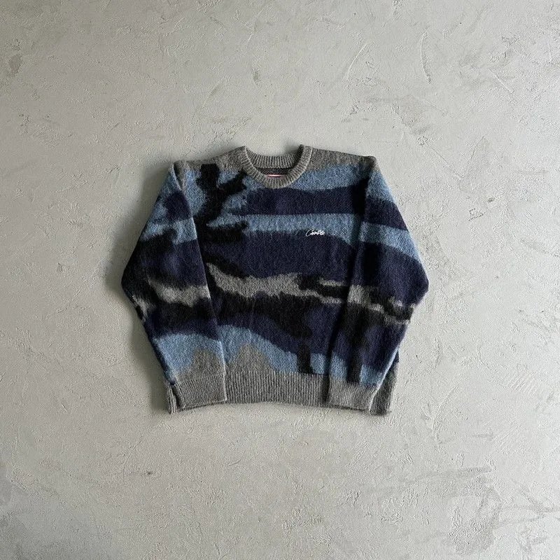 Carhartt Camouflage Knit Sweater Blue Gray Stripes