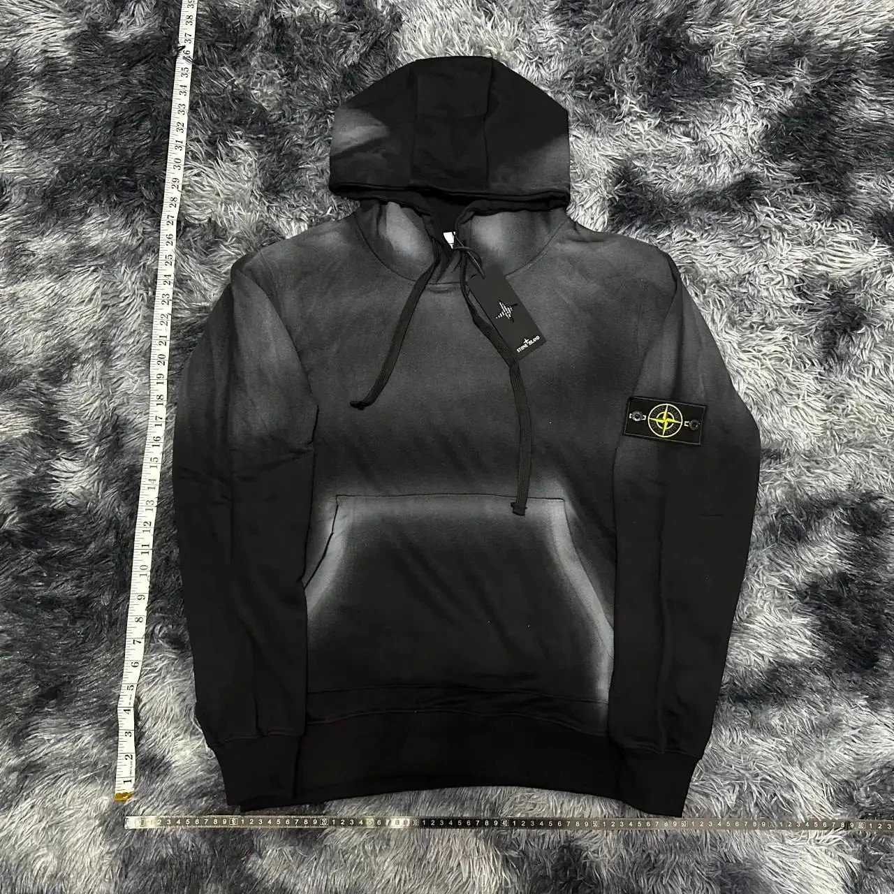 Stone Island Gradient Hoodie Black with Logo Patch