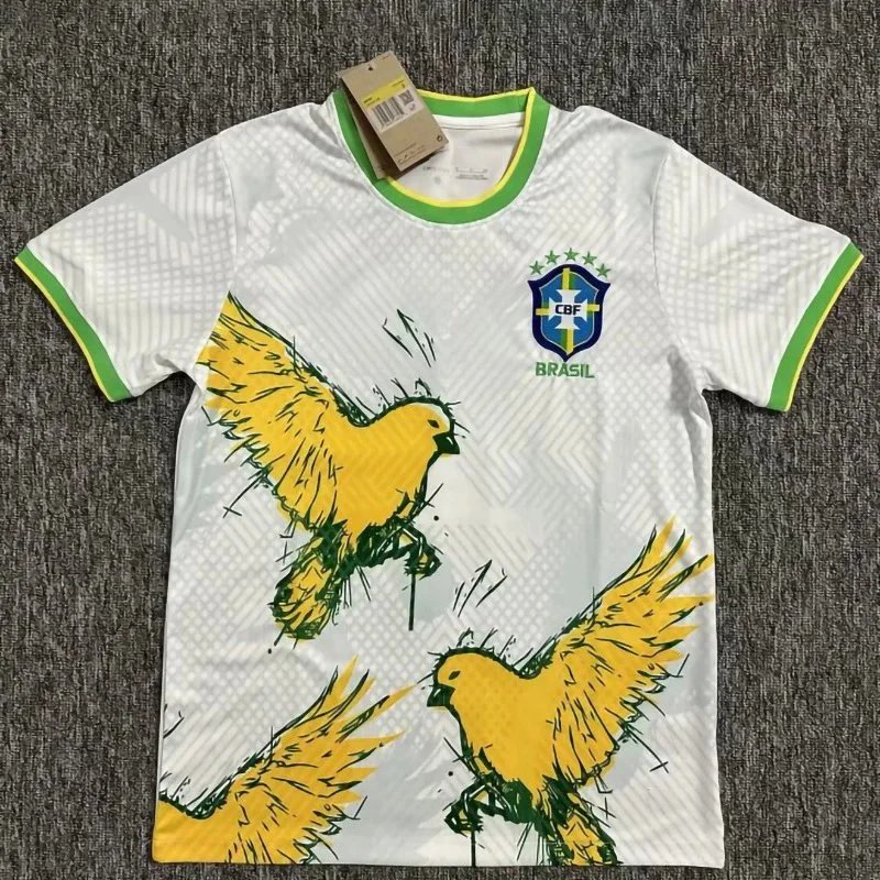 Brazil National Team Soccer Jersey White Yellow Green CBF Design