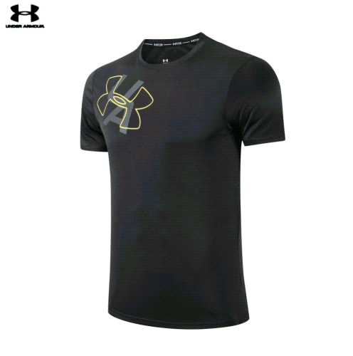 Under Armour Men's UA Rush T-Shirt Black Gold Logo