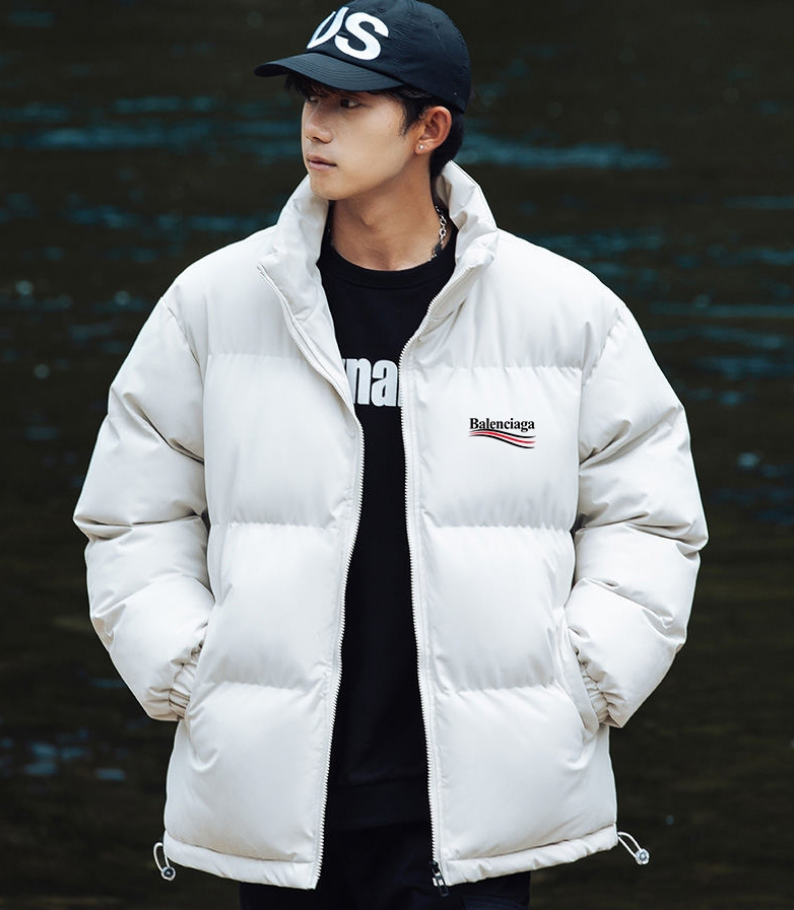 Balenciaga White Puffer Jacket Men's Winter Coat