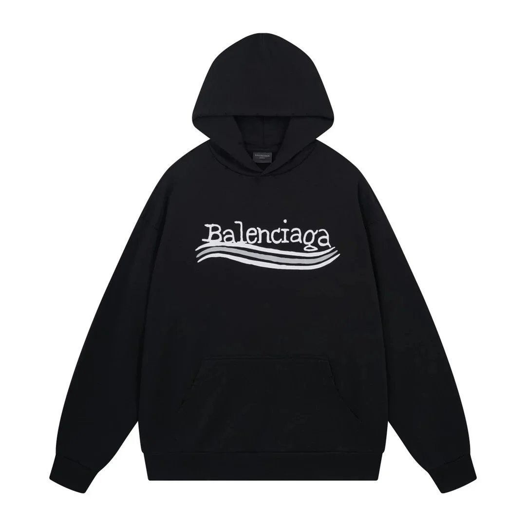 Balenciaga Black Logo Hoodie Oversized Sweatshirt