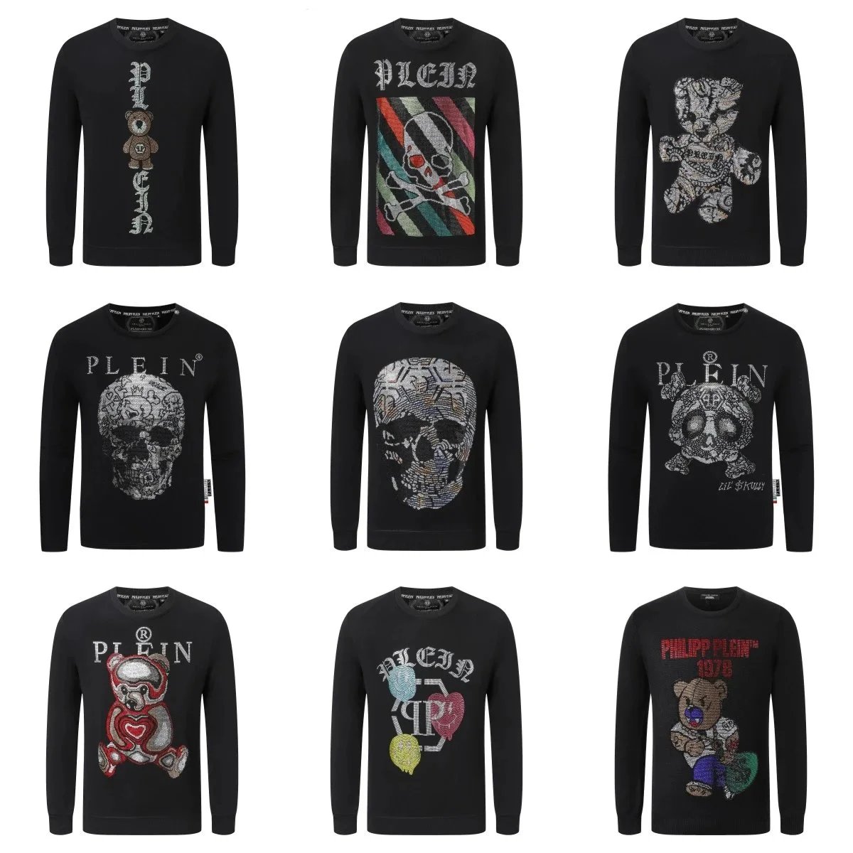 Philipp Plein Embroidered Sweaters for Men - Skull and Bear Designs