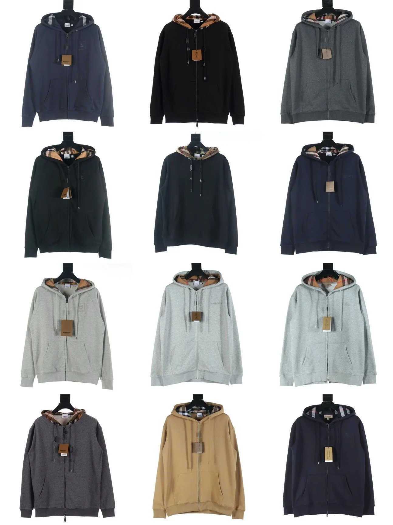 Burberry Men's Zip-Up Hoodie with Check Lining