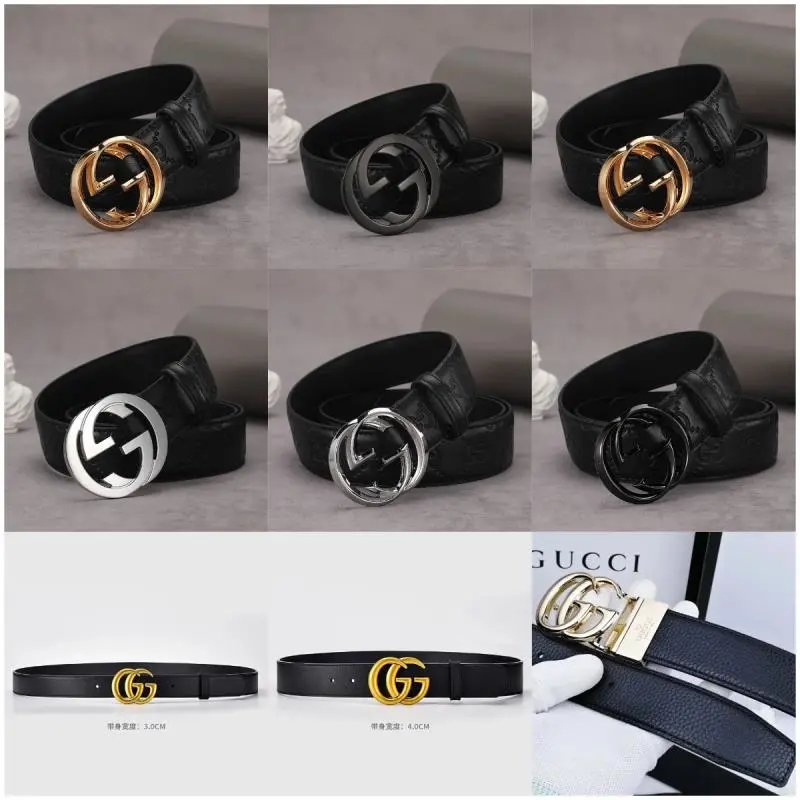 Gucci Black Leather Belt with GG Logo Buckle
