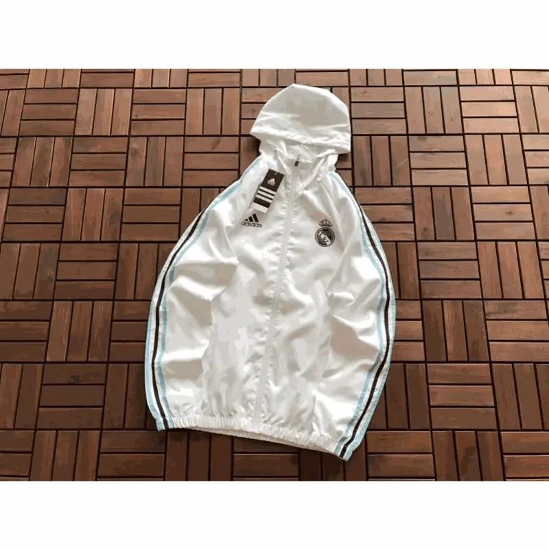 Adidas Real Madrid White Windbreaker Jacket with Hood