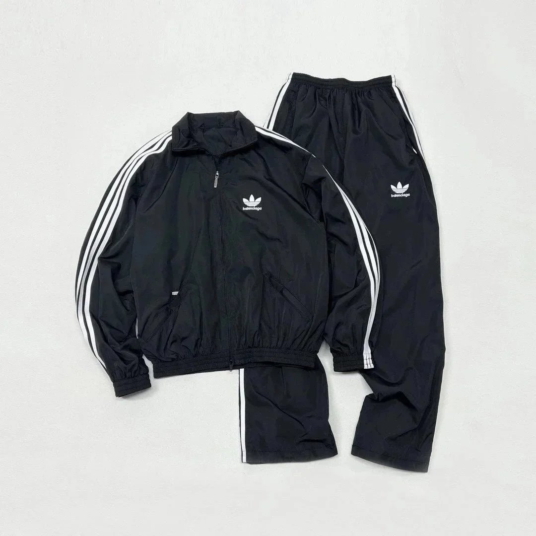 Adidas Black Track Suit with White Stripes