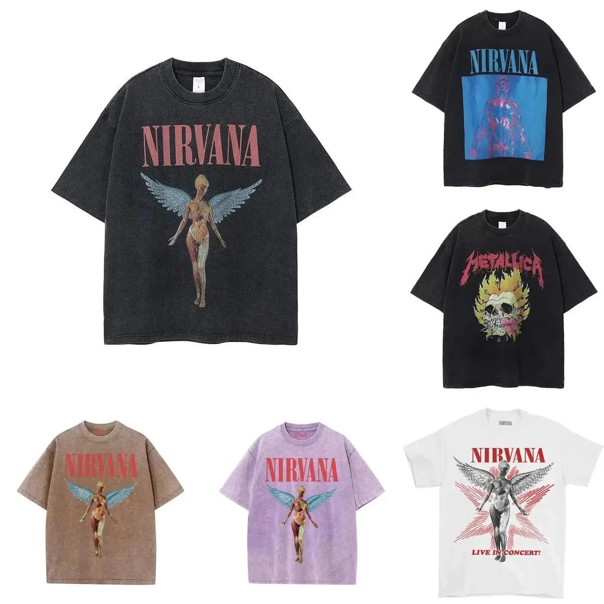 Nirvana T-Shirt Vintage Rock Band Graphic Tee Unisex Oversized