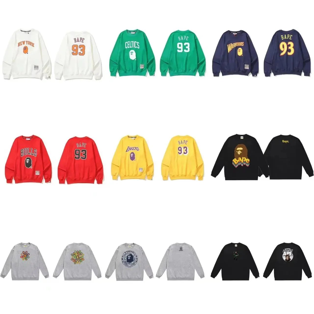 BAPE x NBA Collaboration Crewneck Sweatshirts