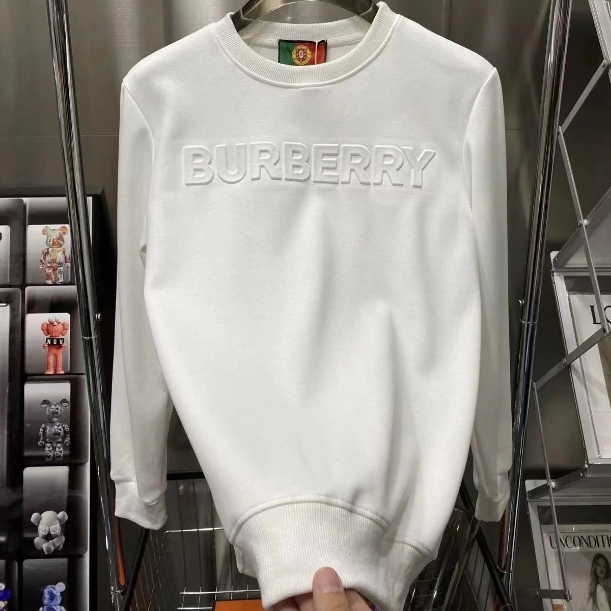 Burberry White Embroidered Logo Sweatshirt