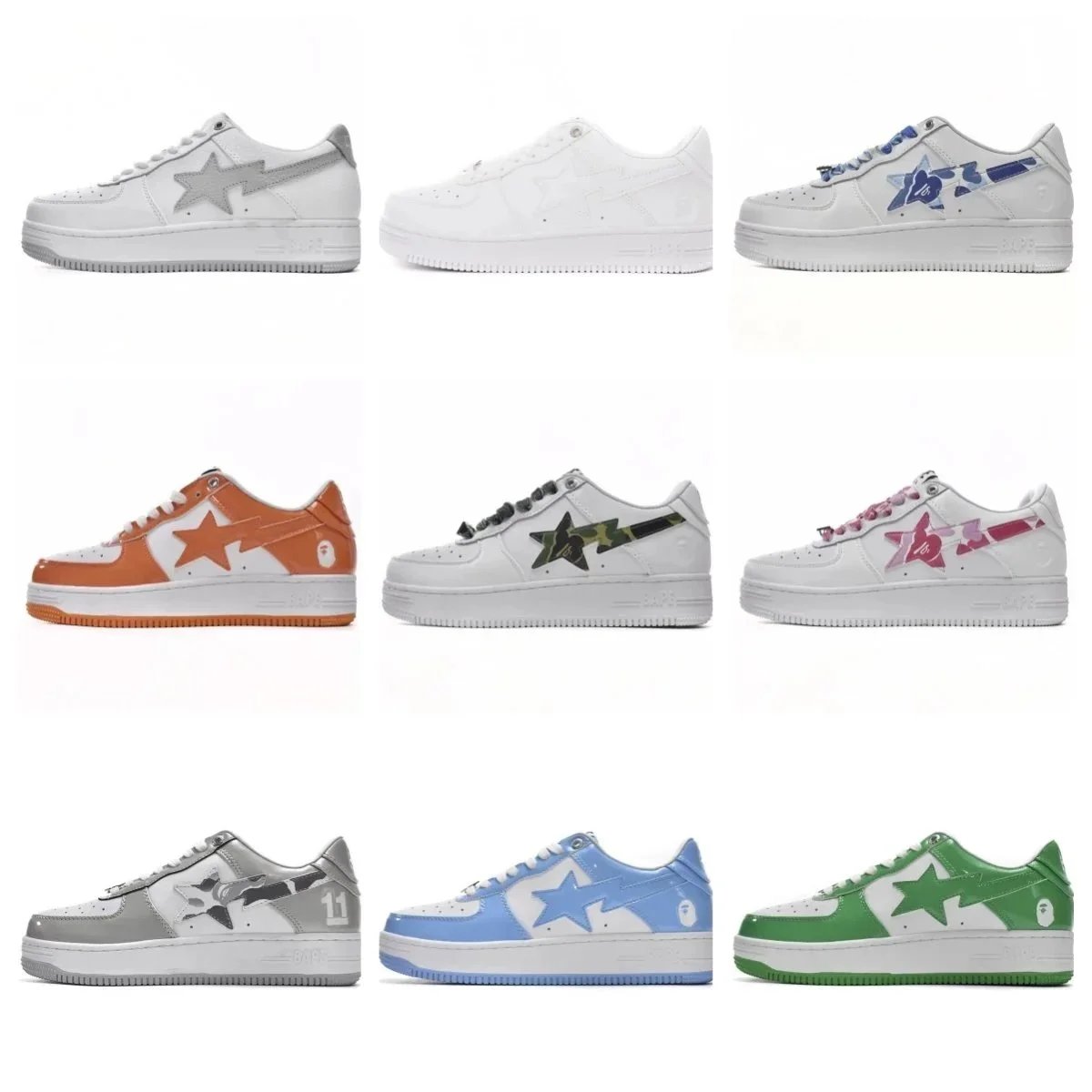 BAPE STA Low Top Sneakers White Multi Color Options