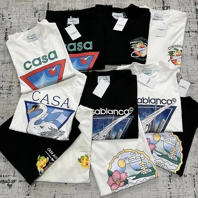 Casablanca T-Shirts Vintage Style Graphic Tees for Men Women