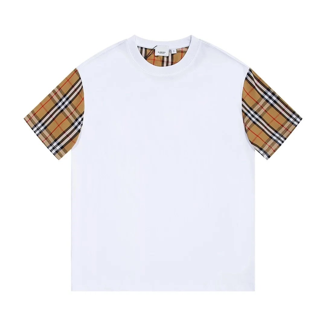 Burberry White T-Shirt with Check Sleeve Design