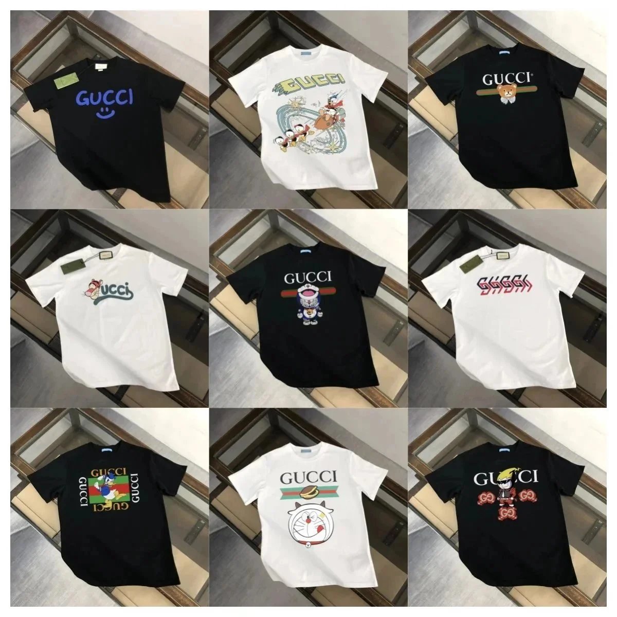Gucci T-Shirts with Cartoon Characters and Logo Designs