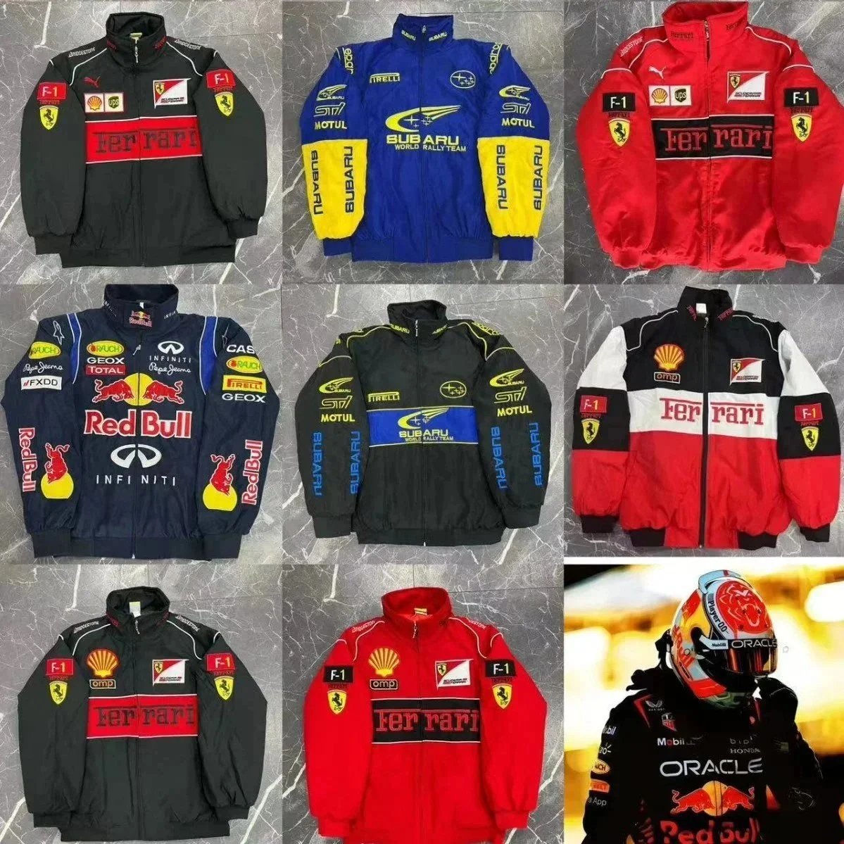 Official F1 Racing Team Jackets for Men - Ferrari, Red Bull, Subaru