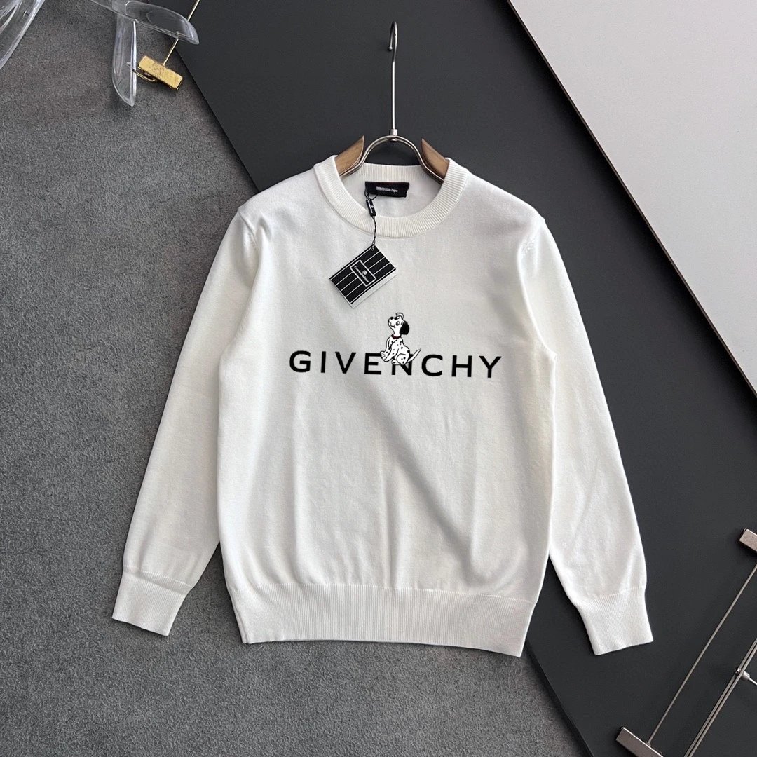 Givenchy White Logo Knit Sweater with Mickey Mouse Design