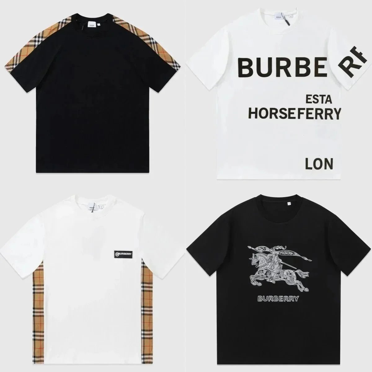 Burberry Men's T-Shirts with Iconic Check and Logo Design
