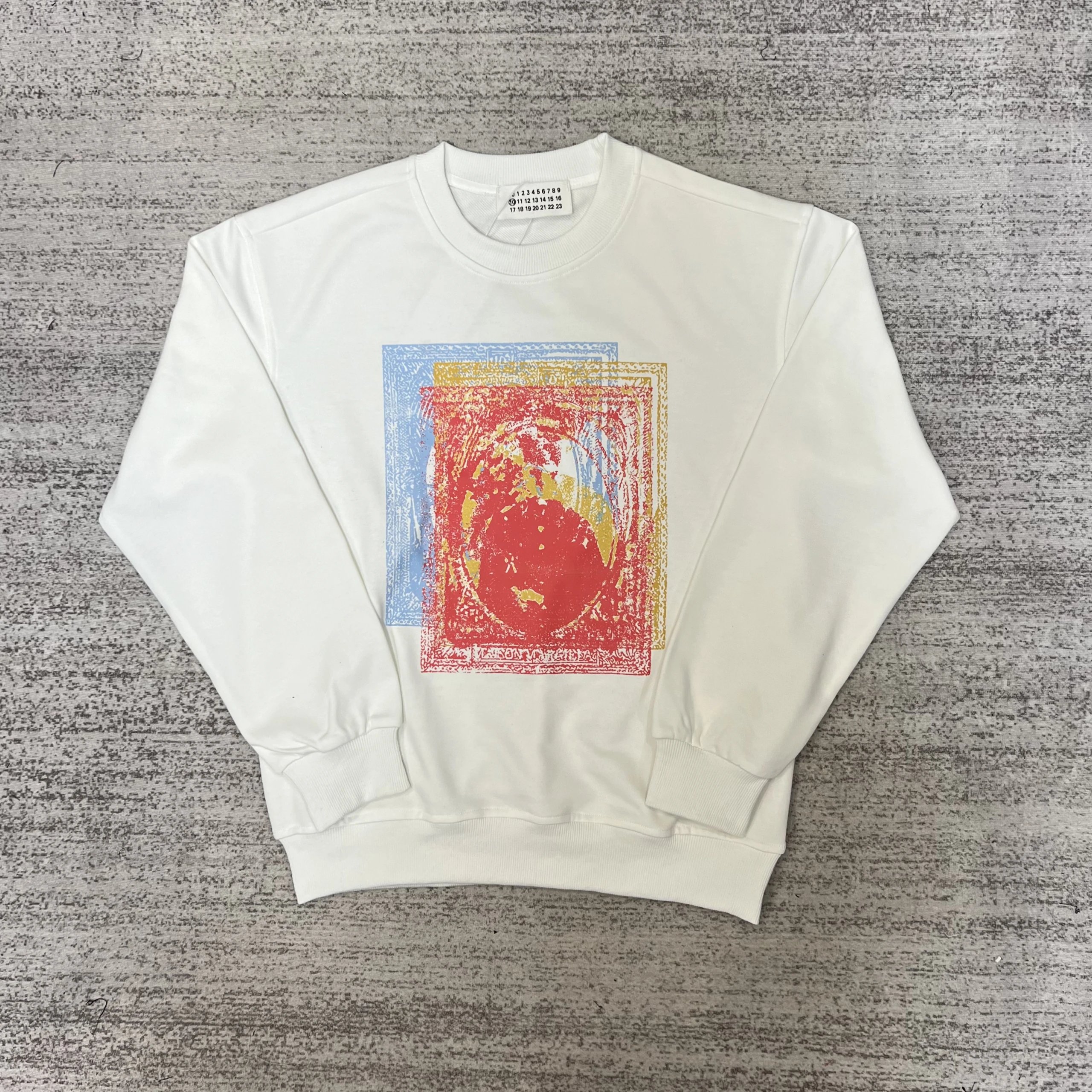 Abstract Art Print Crewneck Sweatshirt White