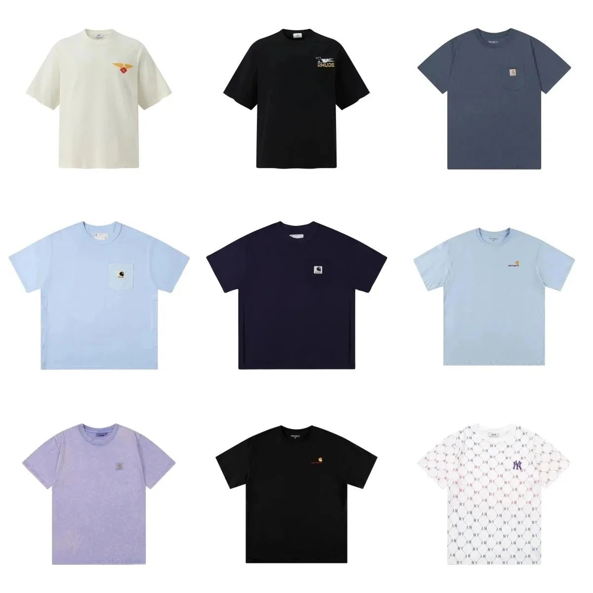 RHUDE Basic Logo T-Shirt Men's Streetwear Cotton Tee