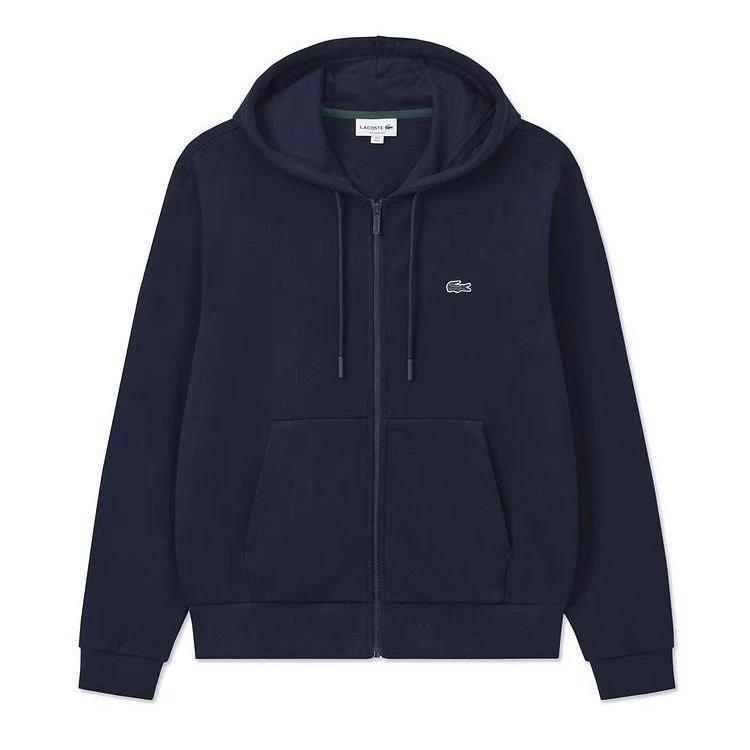 Lacoste Men's Navy Blue Full Zip Hoodie with Crocodile Logo