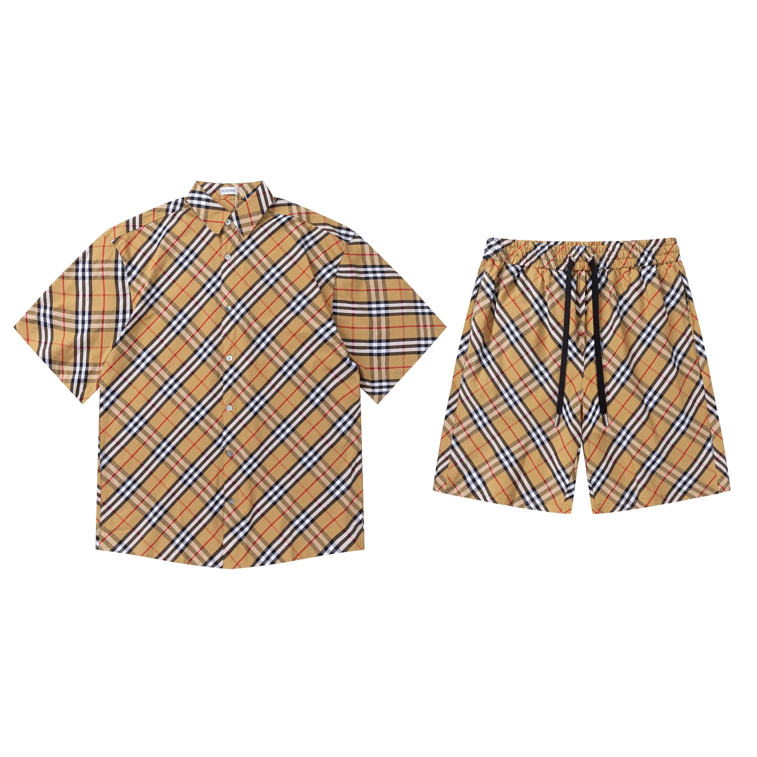 Burberry Check Pattern Short Sleeve Shirt and Shorts Set