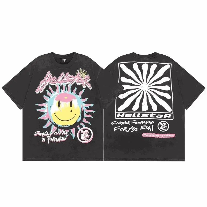 Hellstar Smiley Sun T-Shirt Black Oversized Graphic Tee