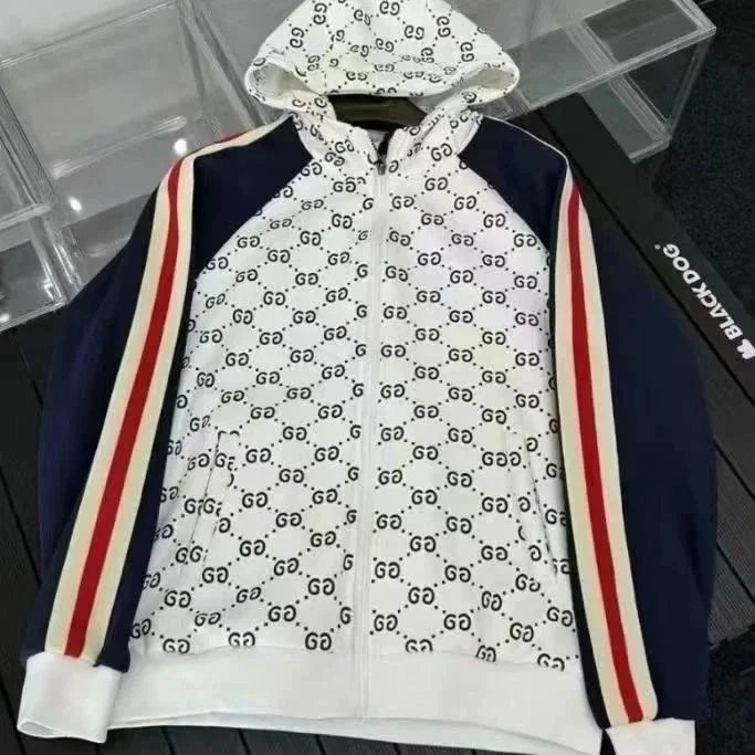 Gucci GG Monogram Hoodie with Color-Blocked Sleeves