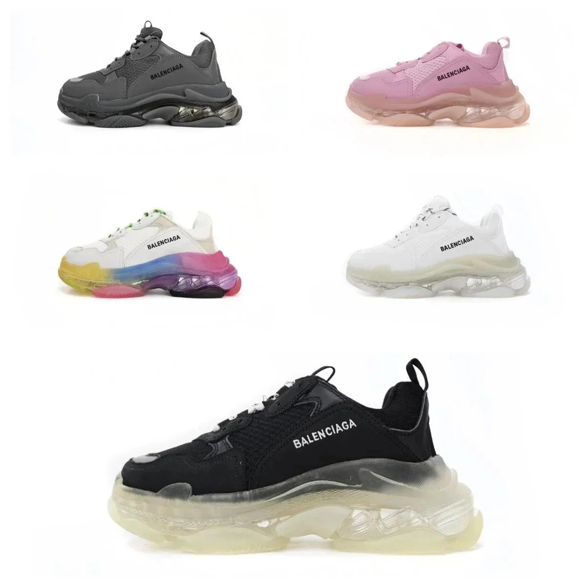 Balenciaga Triple S Sneakers Transparent Sole Fashion Trainers