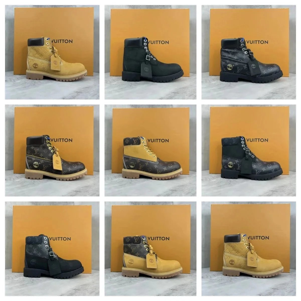 Louis Vuitton x Timberland Collaboration Boots Men's Monogram Leather Hiking Boot