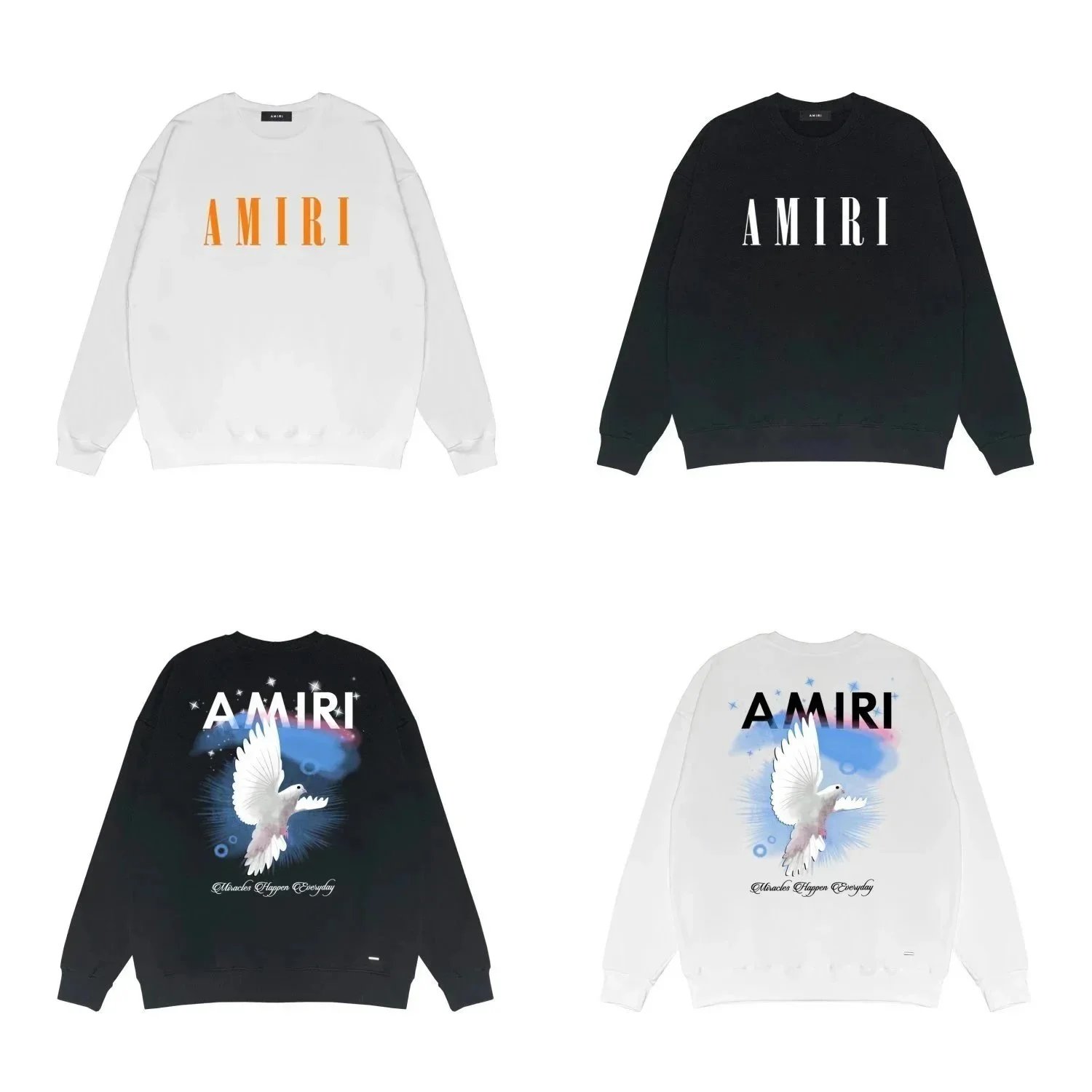 AMIRI Logo Print Crewneck Sweatshirt White Black