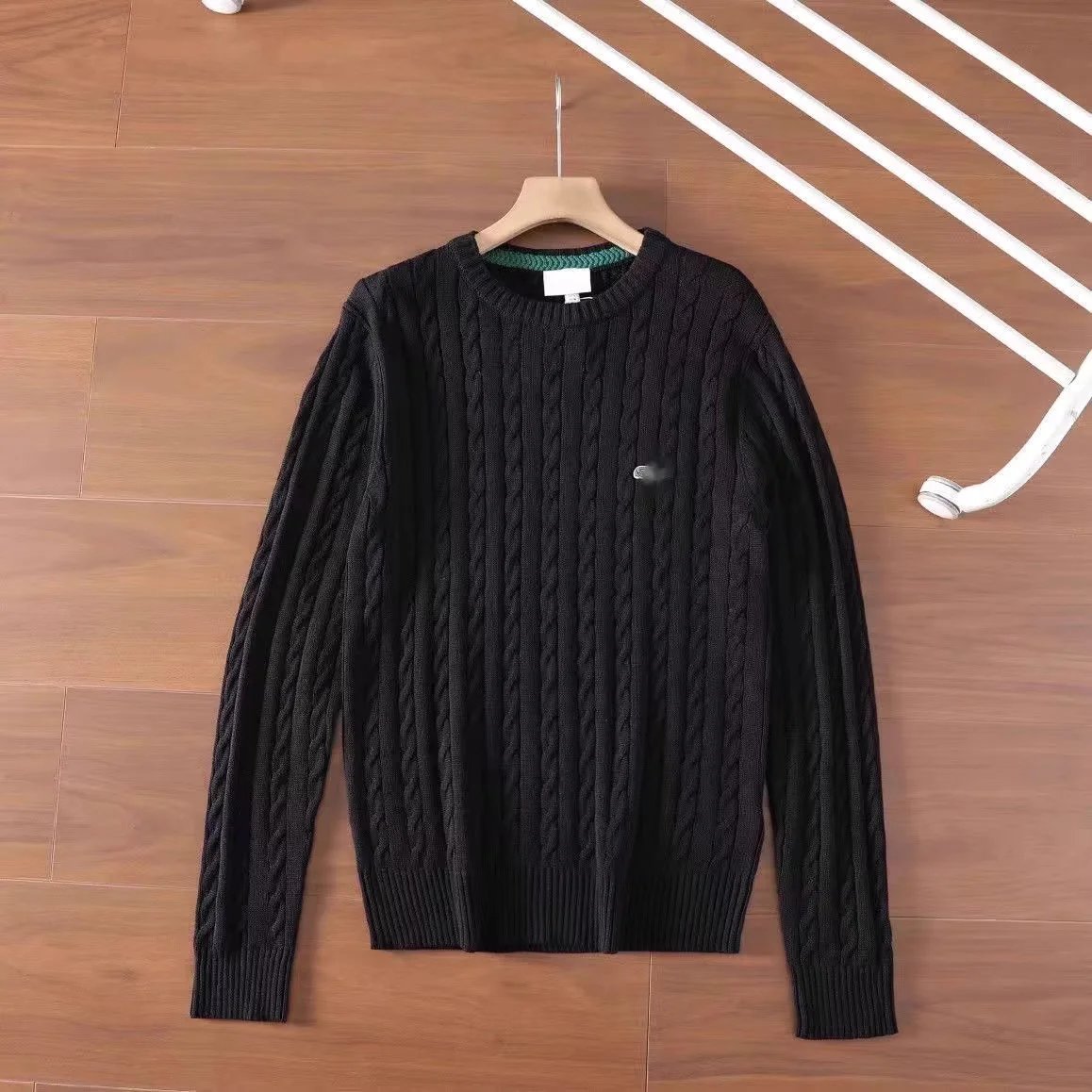 Classic Black Cable Knit Sweater for Men and Women