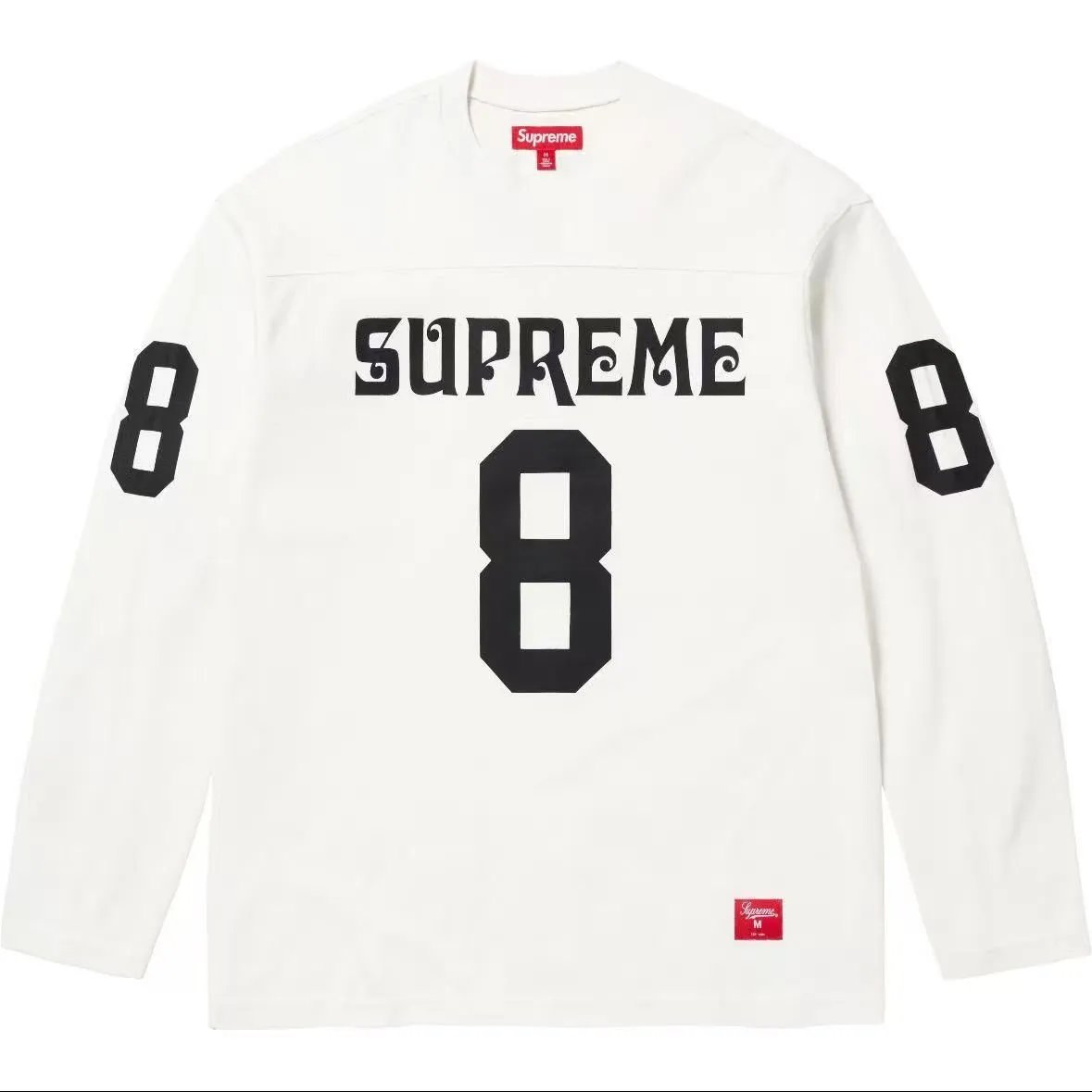 Supreme 8 Long Sleeve Jersey T-Shirt White