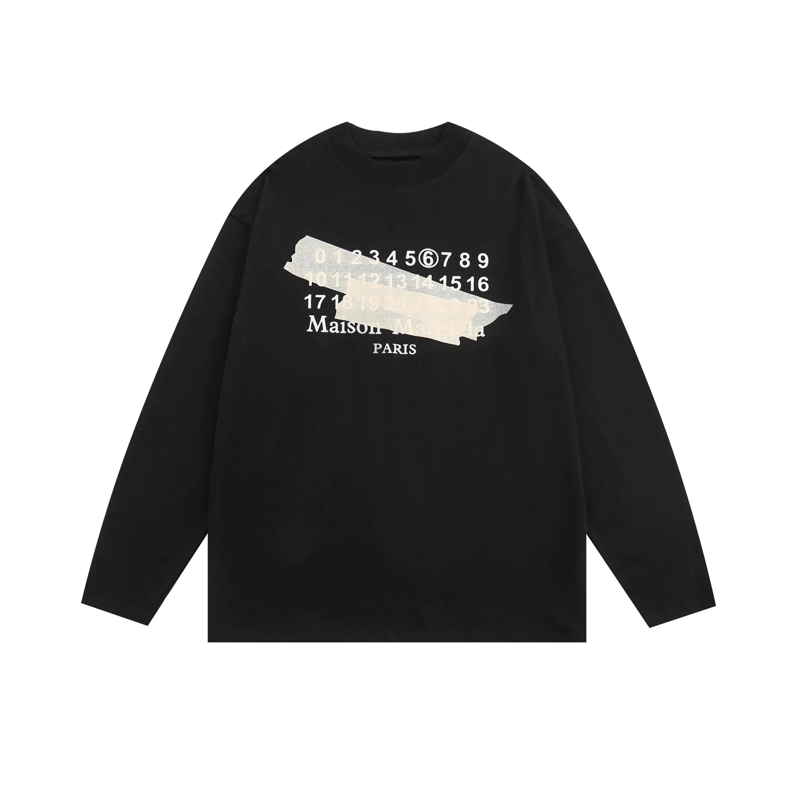 Maison Margiela Black Long Sleeve T-Shirt with Number Print