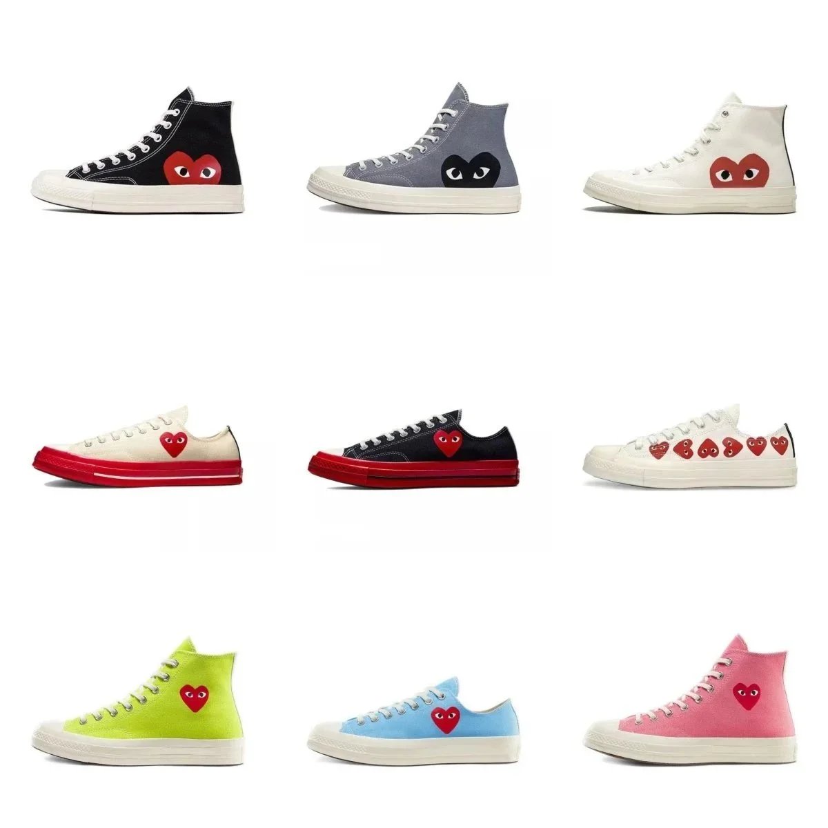 Comme des Garçons x Converse Heart Eye Sneakers High Low Top