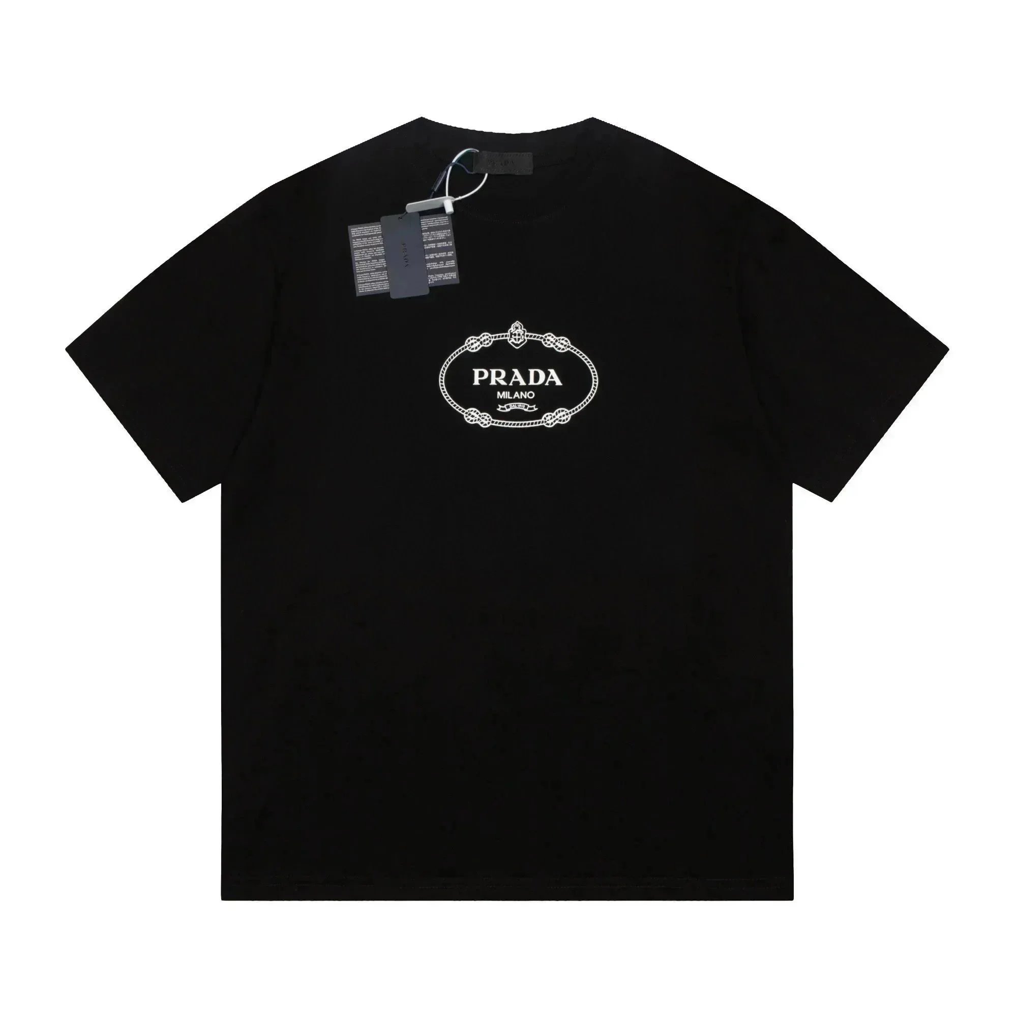 Prada Milano Logo Black T-Shirt Men's Fashion